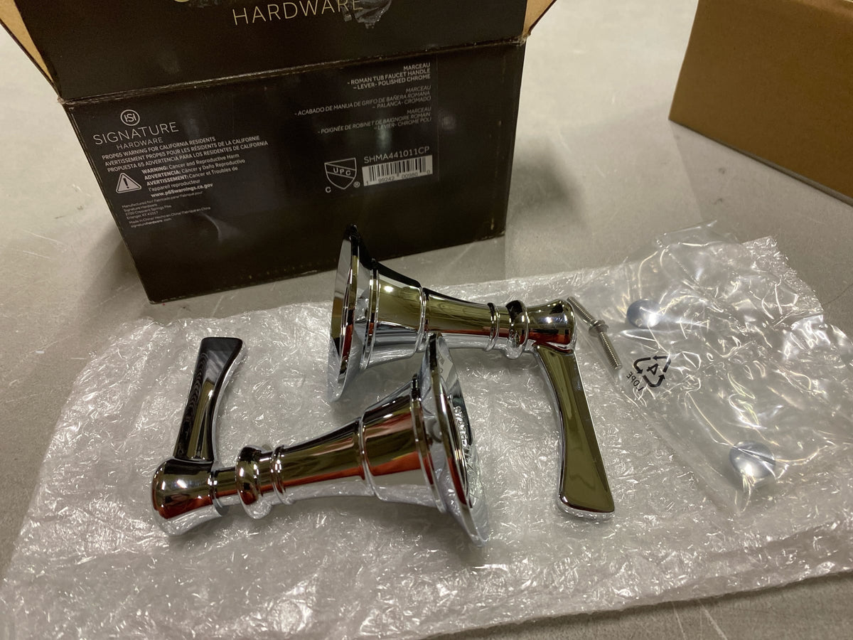 Signature Hardware SHMA441011CP Marceau Lever Handles for Roman Tub Faucet - Chrome