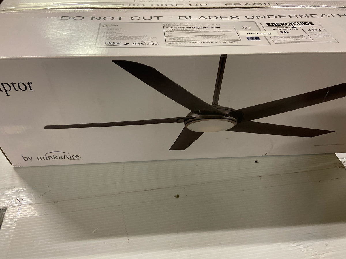 MinkaAire F617L-BN Raptor 60" 5 Blade LED Indoor Ceiling Fan with Remote Included - Brushed Nickel