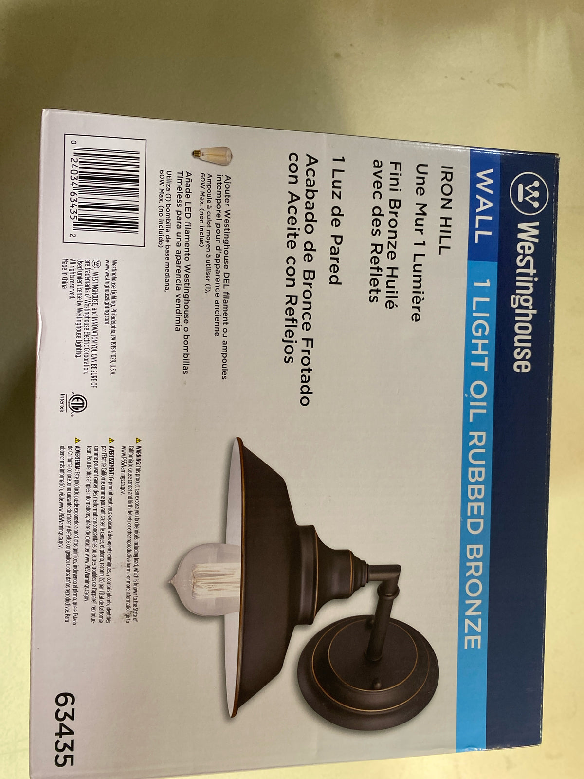 Westinghouse 6343500 Indoor Wall Fixture, 1-Light Sconce, Oil Rubbed Bronze - White Interior