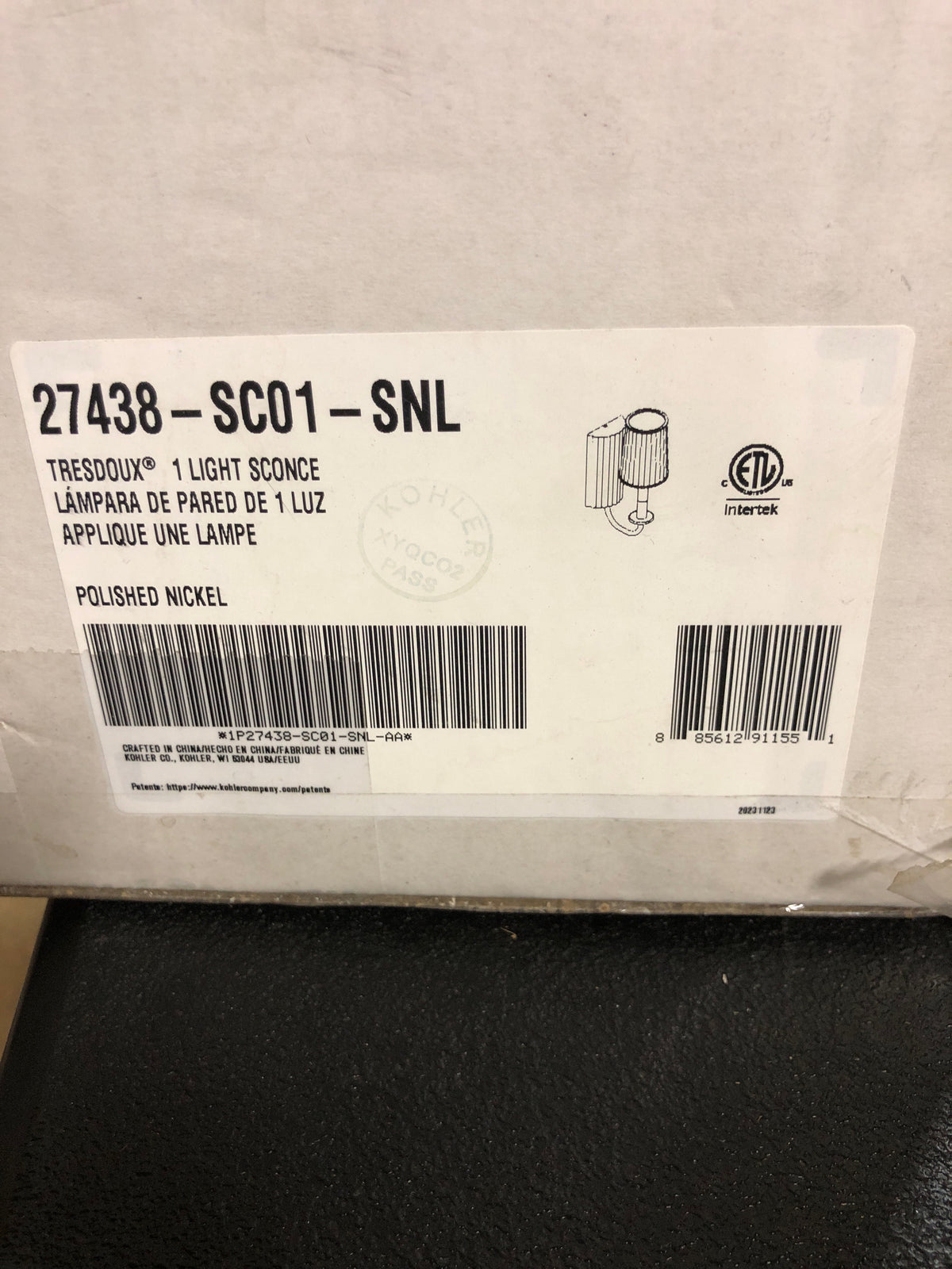 Kohler K-27438-SC01-SNL Tresdoux Sconce Polished Nickel