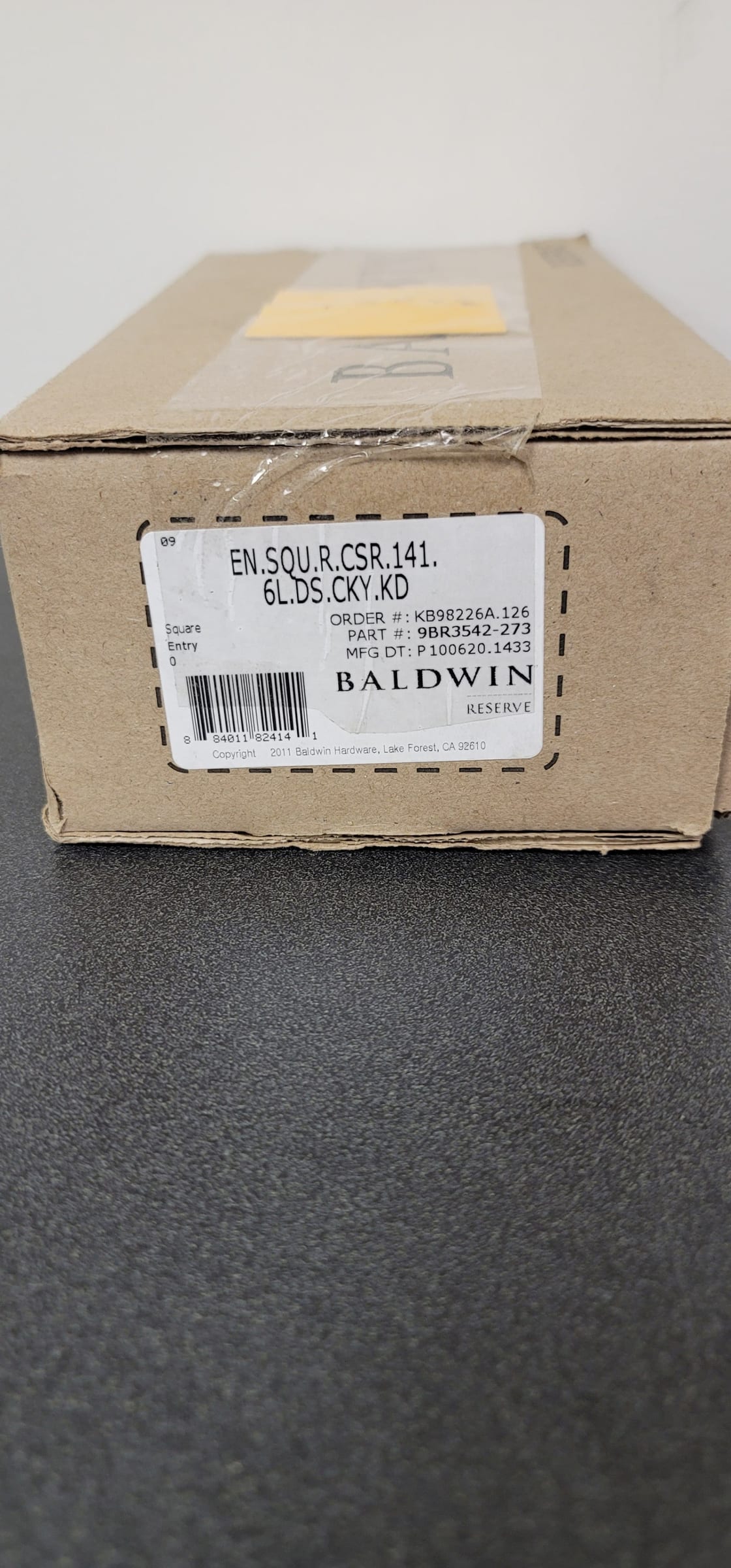 Baldwin Square Single Cylinder Keyed Entry Door Lever Set with Contemporary Square Rose