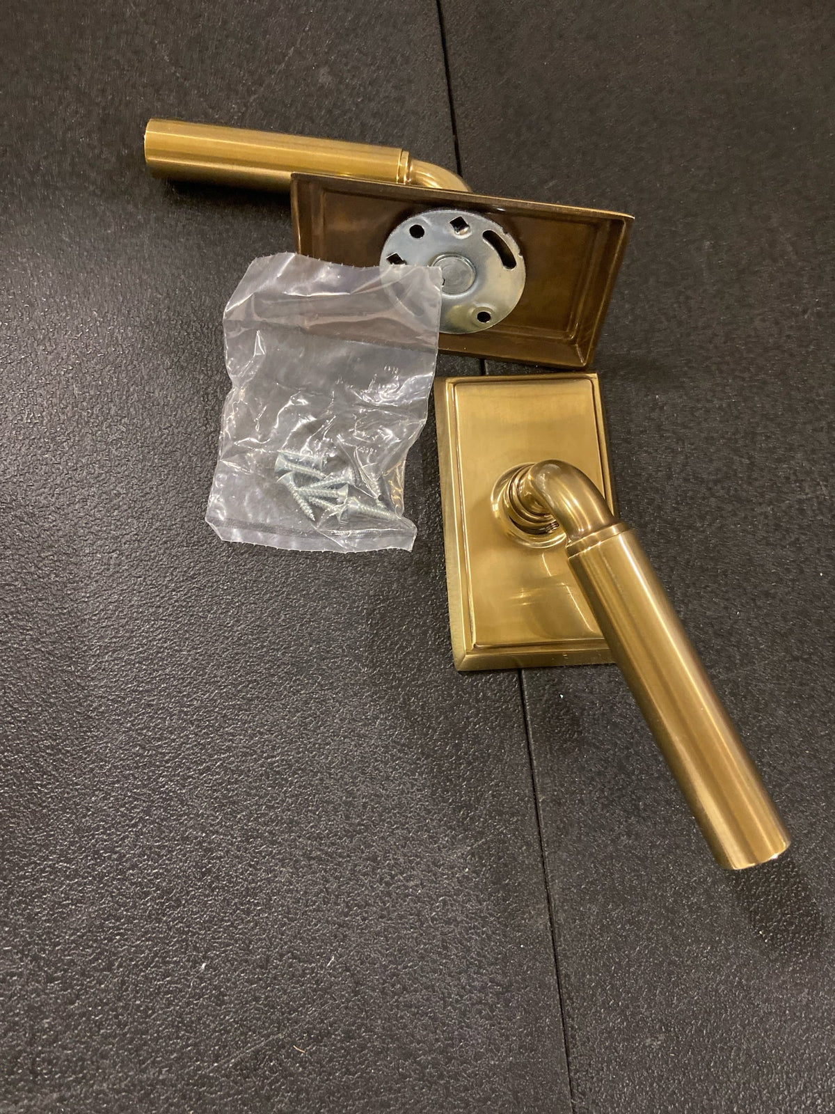 Emtek French Antique Brass Dummy Manning Lever Rectangular Rosette 8521MEUS7