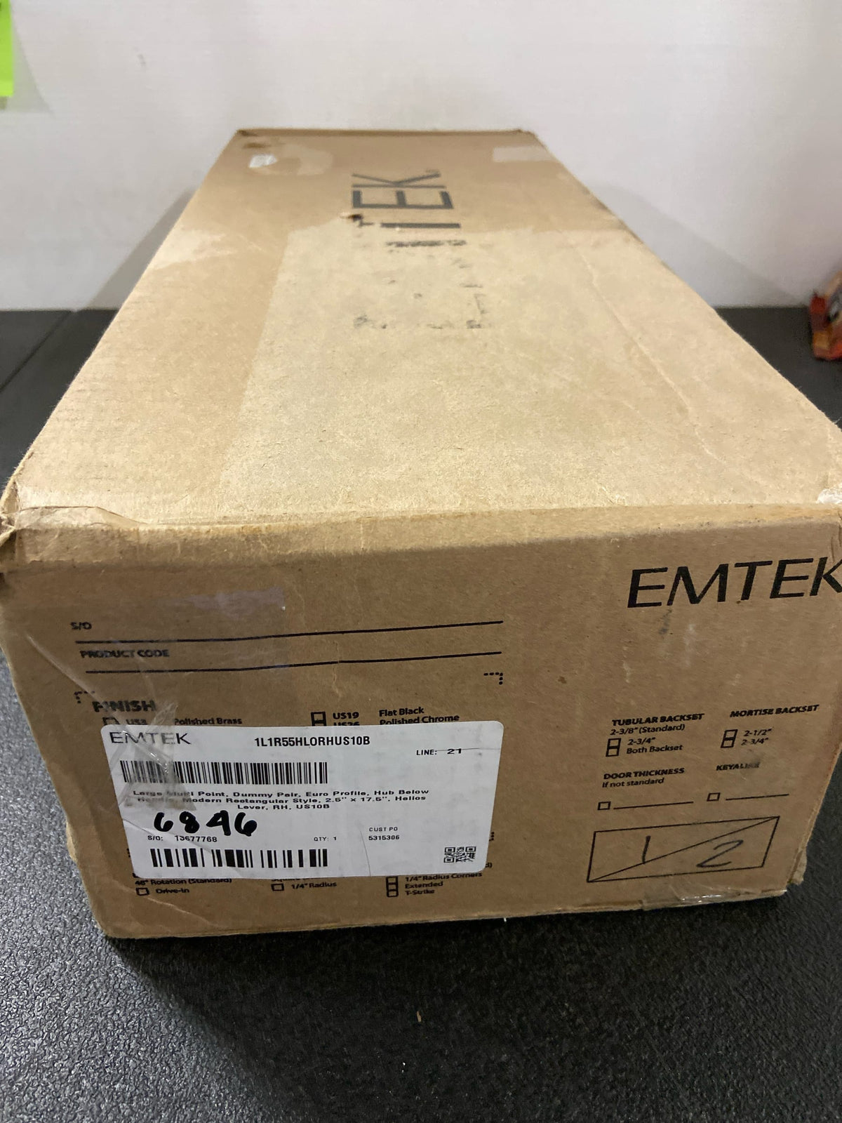 Emtek 1L1R55US10B Brass Modern Door Configuration 5 Inactive Multi Point Trim with European Cylinder Below Handle - Oil Rubbed Bronze