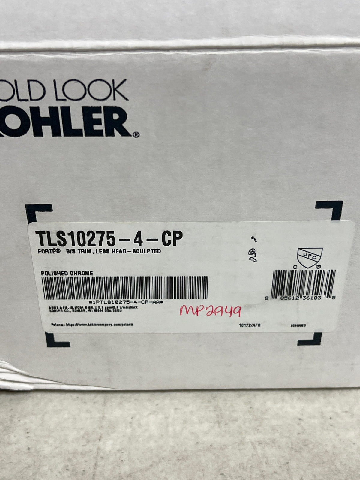 Kohler TLS10275-4-CP Forte Sculpted Rite-Temp Bath & Shower Valve Trim with Slip-Fit Spout, Less Showerhead Polished Chrome