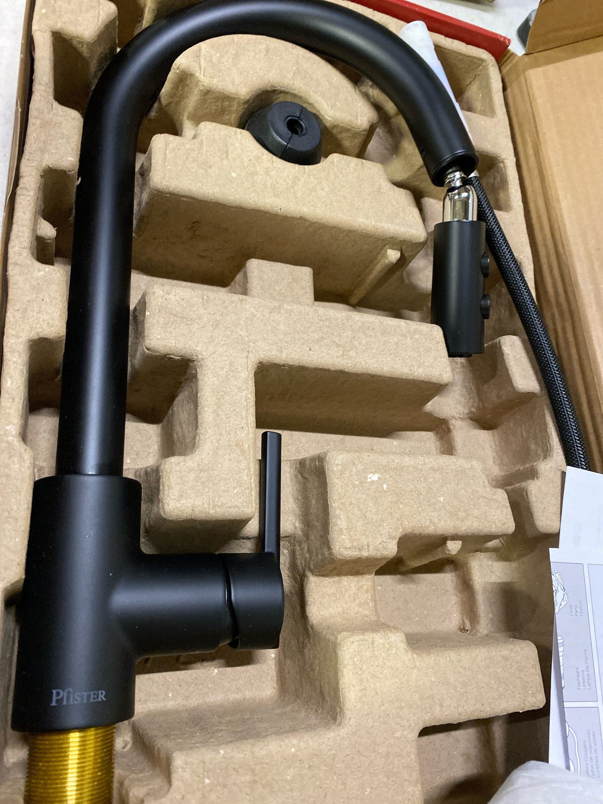 Pfister GT529-BIB Brislin 1.8 GPM Single Hole Pull Down Kitchen Faucet with AutoDock Sprayhead, Pfast Connect, and Pforever Seal Valves - Matte Black