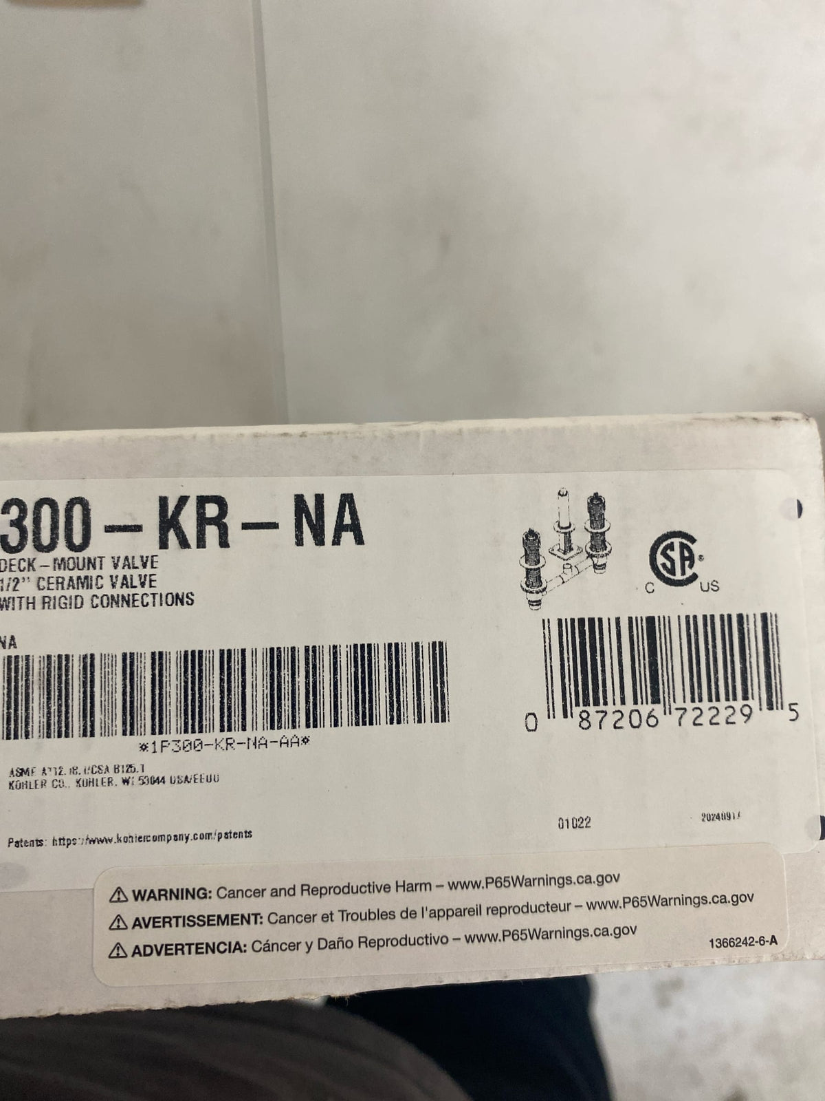 Kohler K-300-KR-NA Devonshire 1/2 Inch High-Flow Valve with Rigid Connections - na