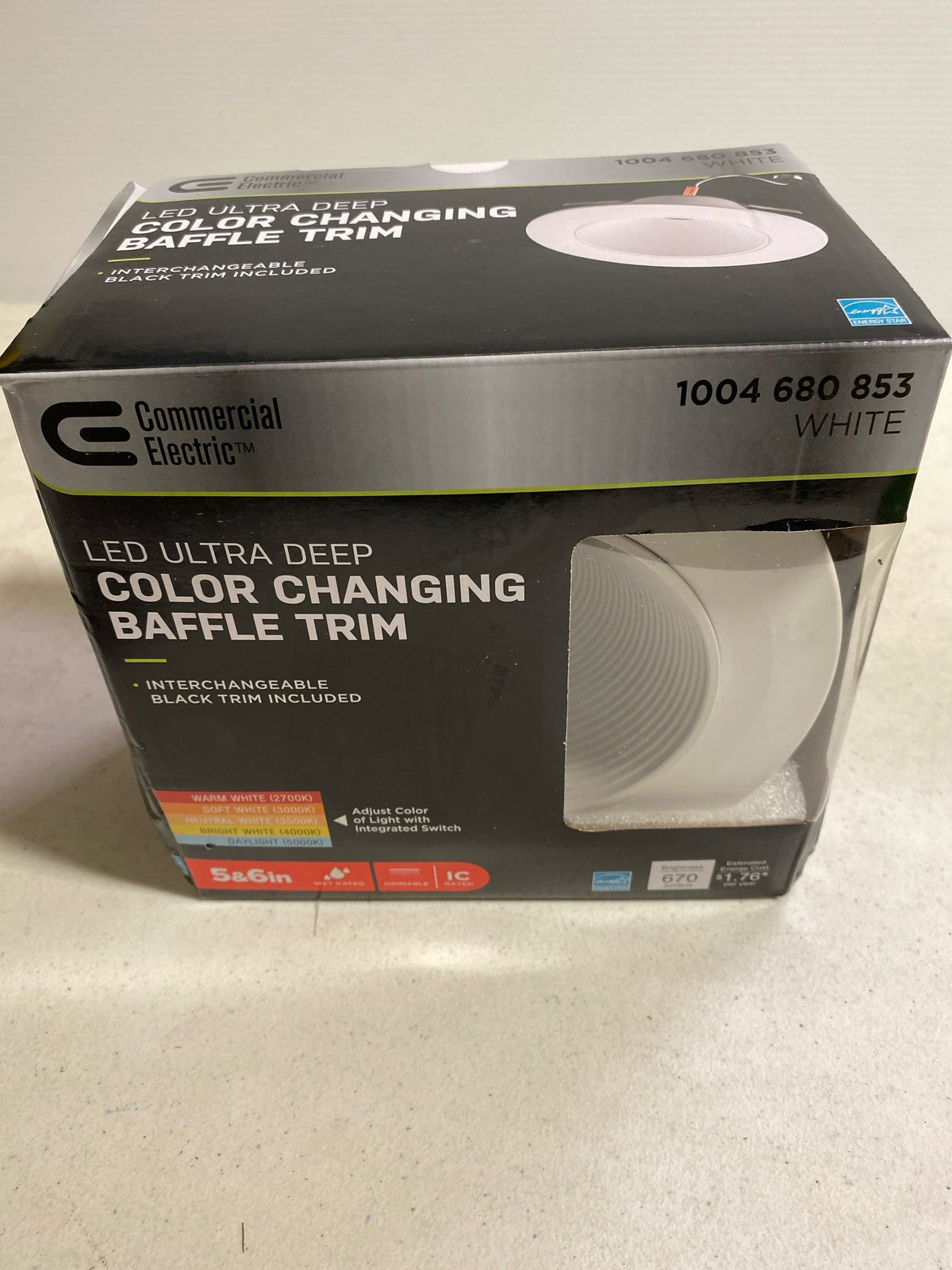 Commercial Electiric 5/6 inch LED Ultra Deep Color Changing Baffle Trim