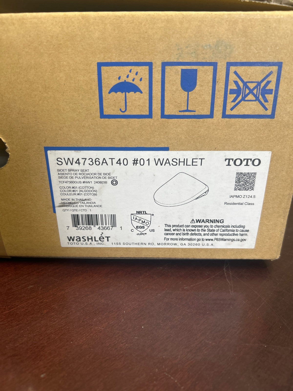 TOTO SW4736AT40#01 S7A Washlet Elongated Bidet Toilet Seat with EWATER+ Wand / Bowl Cleaning, Auto Open / Close Contemporary Lid, and Auto Flush Compatible - Cotton
