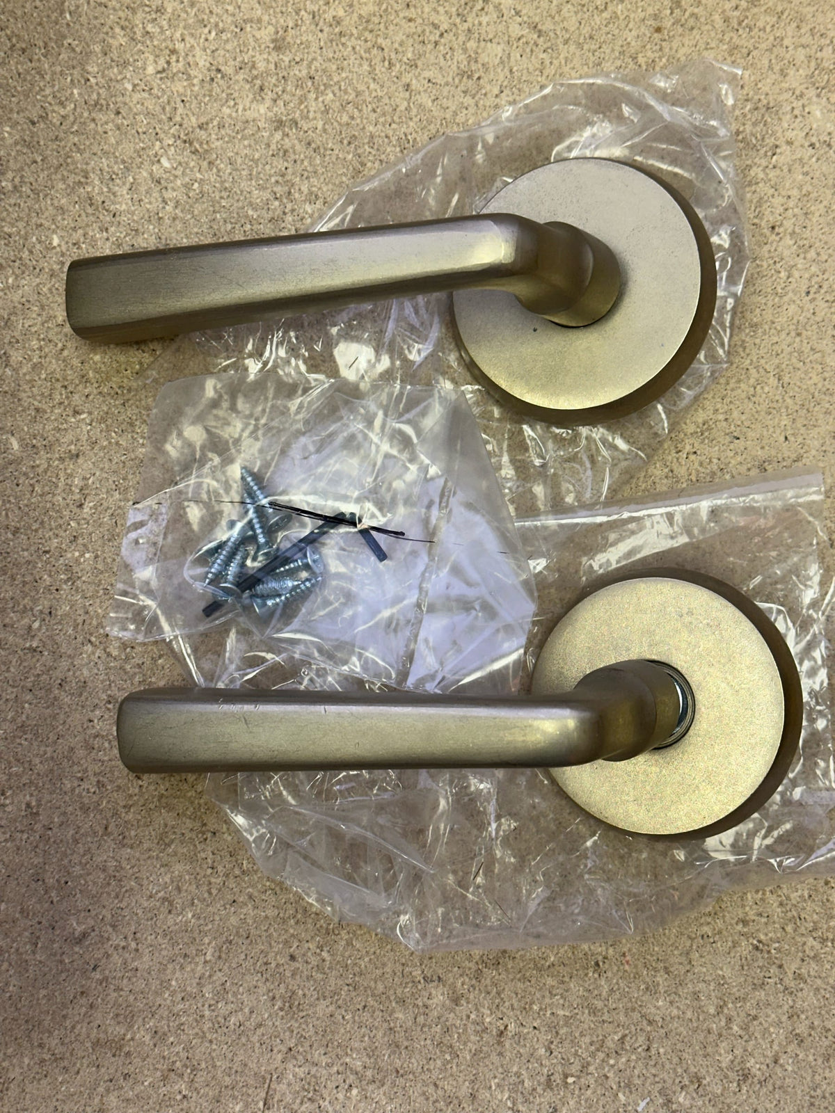 Emtek 705CRTWB Cimarron Reversible Non-Turning Two-Sided Dummy Door Lever Set from the Sandcast Bronze Collection - Tumbled White Bronze