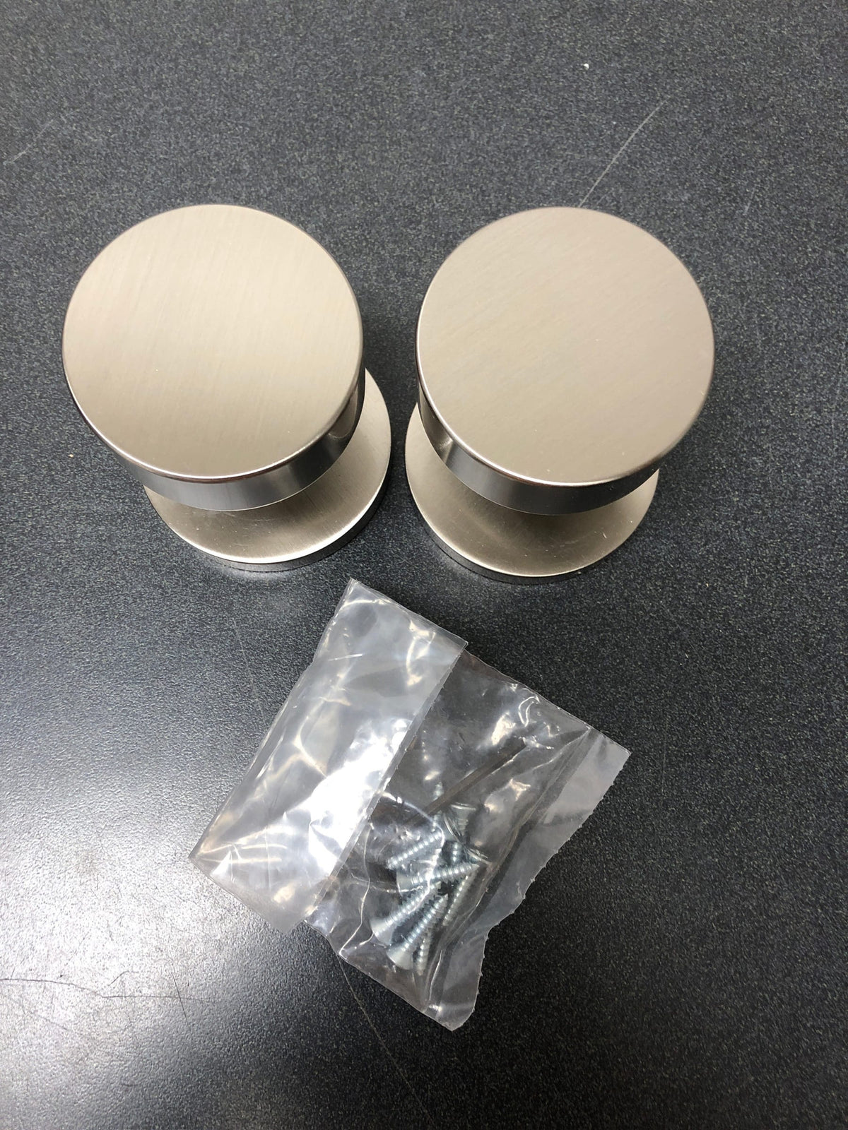 Emtek 5059ROUUS15 Round Non-Turning Two-Sided Dummy Door Knob Set with Disk Rose from the Brass Modern Collection - Satin Nickel
