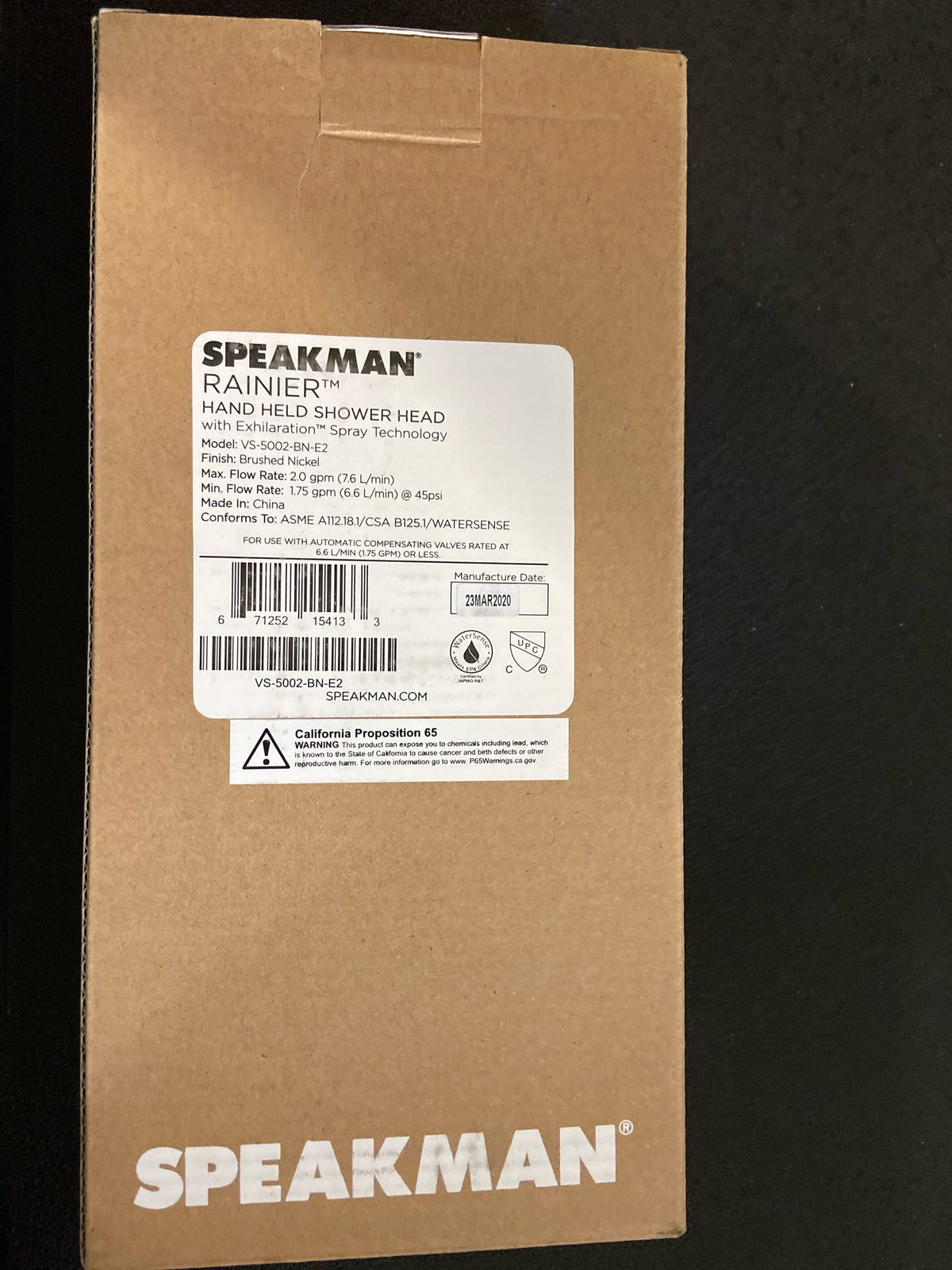 Speakman VS-5002-BN-E2 Rainier 2 GPM Multi Function Hand Shower - Brushed Nickel