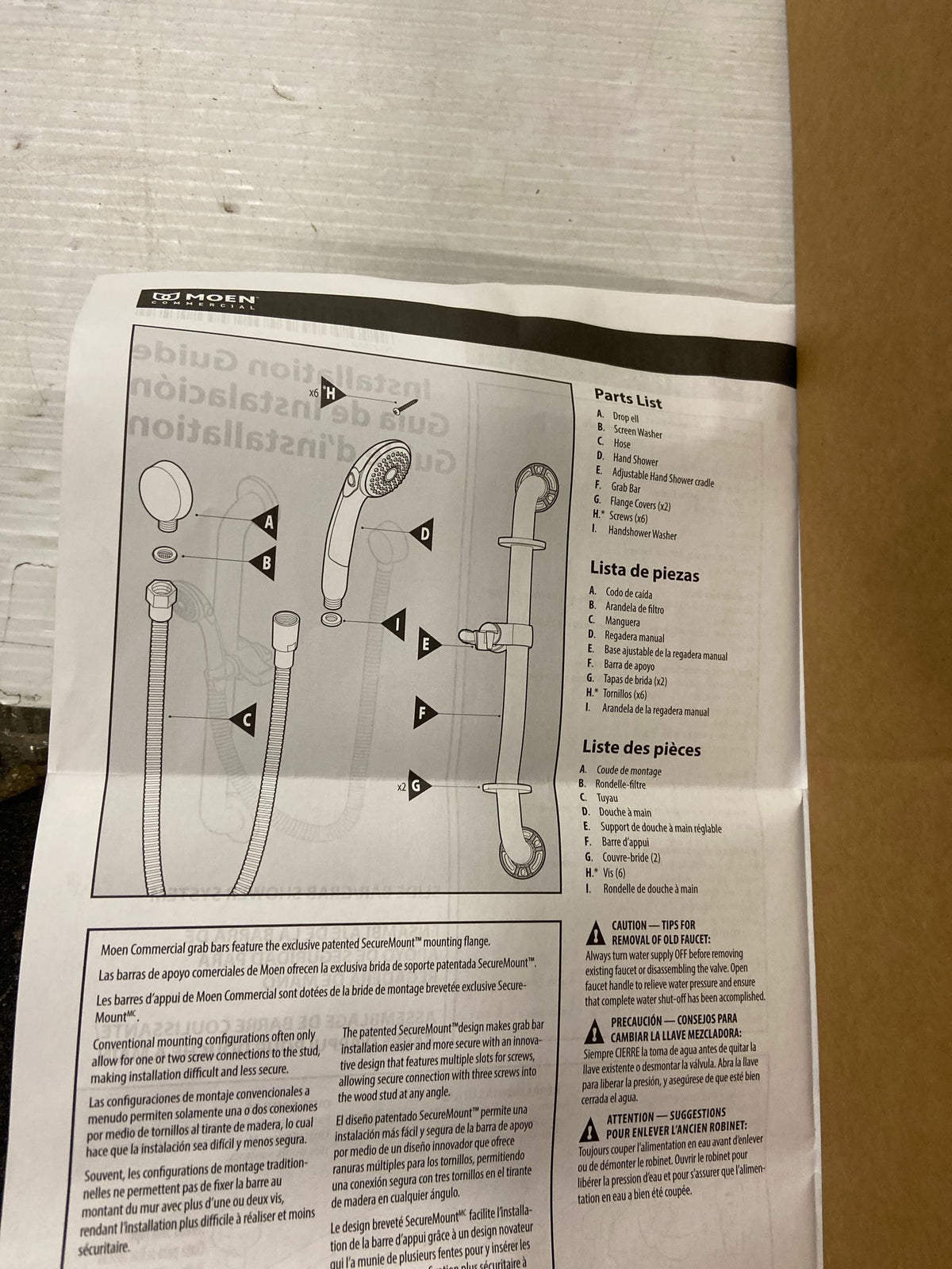 Moen 52236GBM15 Single Function Hand Shower Package with Slide Bar, Hose and Wall Supply from the M-DURA Collection - Chrome/Stainless