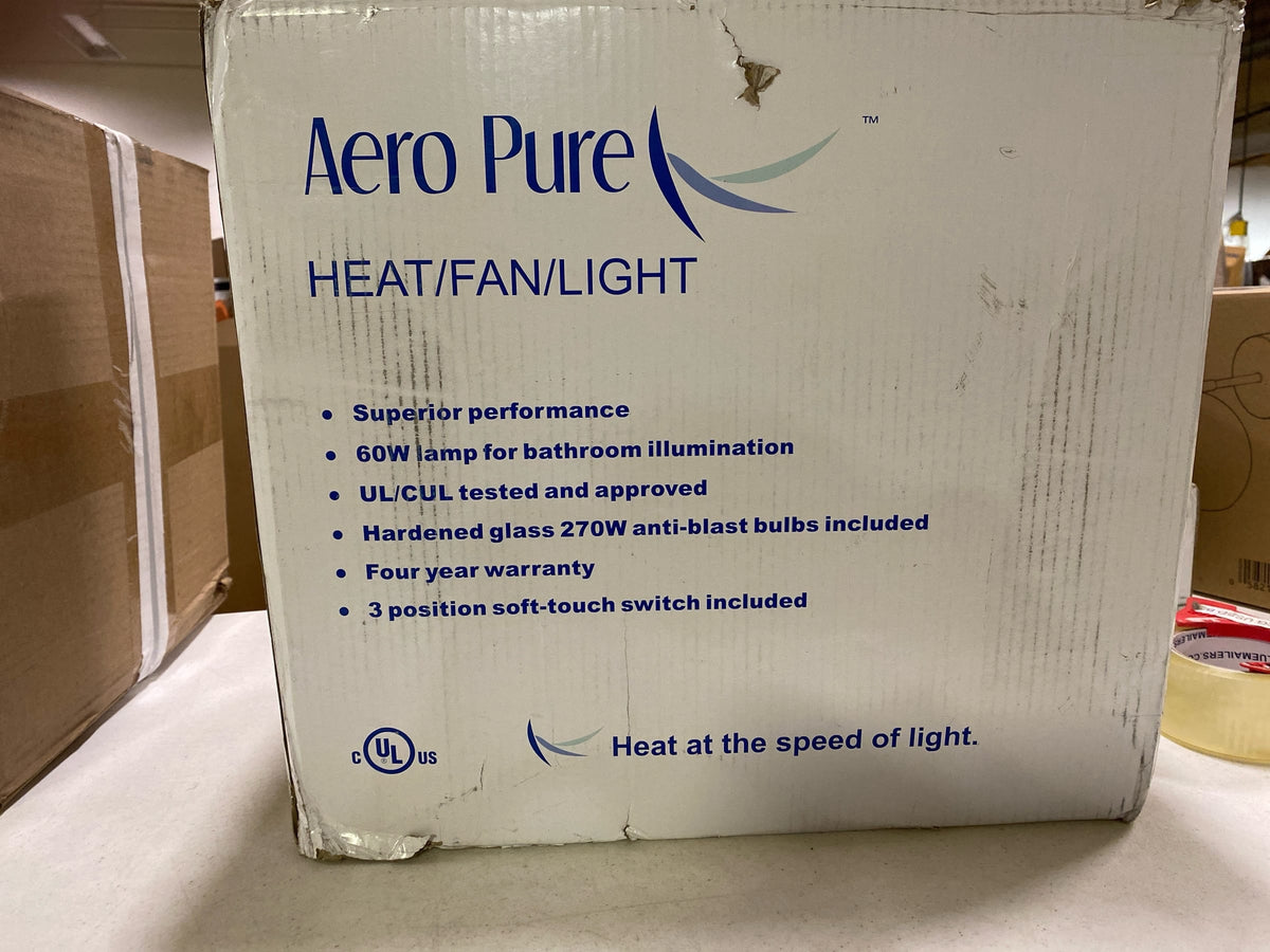 Aero Pure A515A W Quiet Bathroom Fan with Heat and Light, White