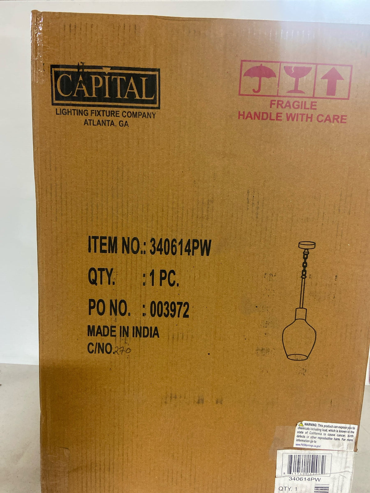 Capital Lighting 340614PW Destin Urban/Industrial Soft White Ceramic and Jute Teardrop Pendant, 1-Light 60 Watt, 19" H x 12" W, Dark Pewter