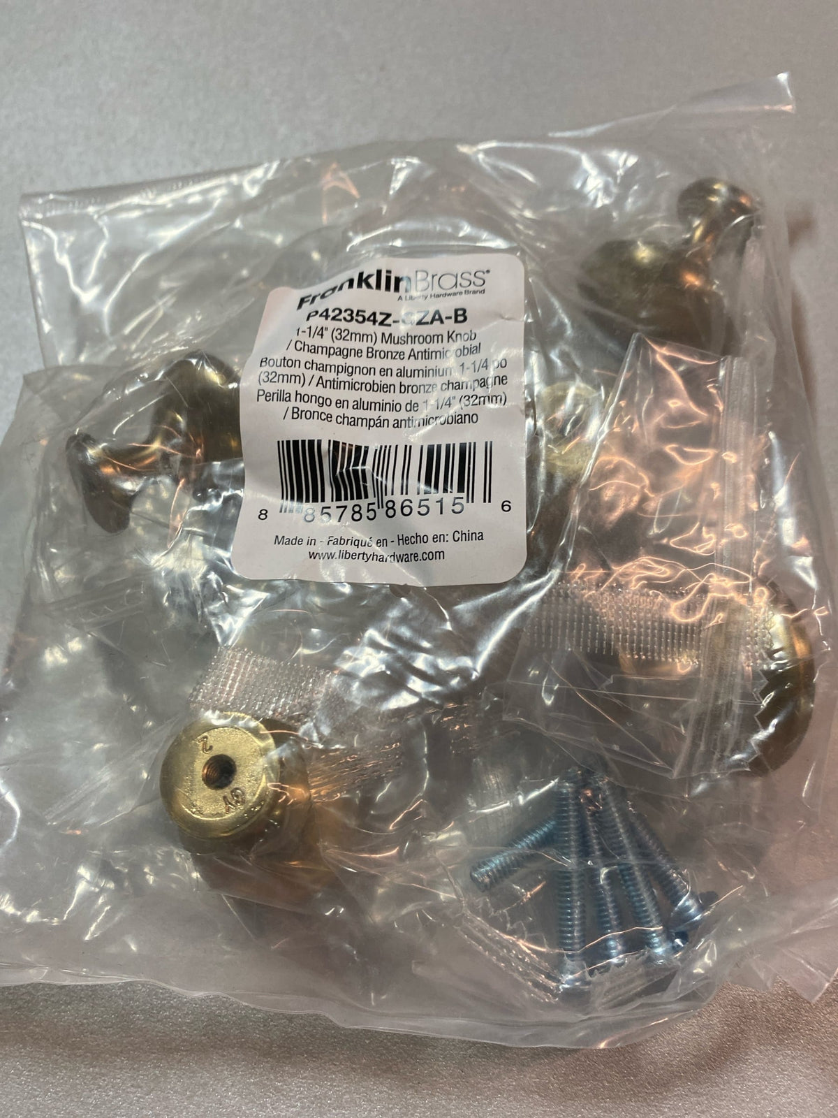 Franklin brass P42354Z-CZA-B (5-Pack) 1-3/16 in. (30 mm) Classic Round Cabinet Knobs in Champagne Bronze with Antimicrobial Properties
