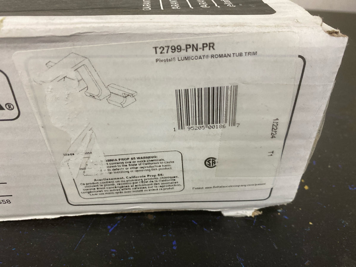 Delta T2799-PN-PR Pivotal Deck Mounted Tub Filler - Lumicoat Polished Nickel