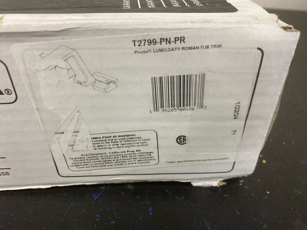 Delta T2799-PN-PR Pivotal Deck Mounted Tub Filler - Lumicoat Polished Nickel