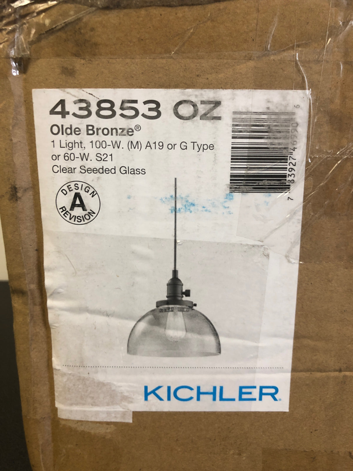 Kichler Avery Single Light 10" Wide Pendant with Clear Seedy Glass Shade
