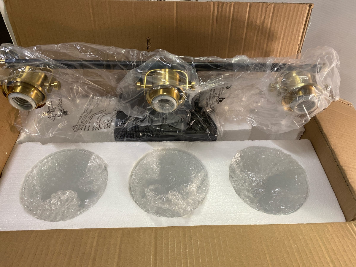 Kaisite 8095ML-03BG-US 23 in. 3-Light Black and Gold Vanity Light 60-Watt Bathroom Light Fixture Dimmable Sconces Wall Lighting