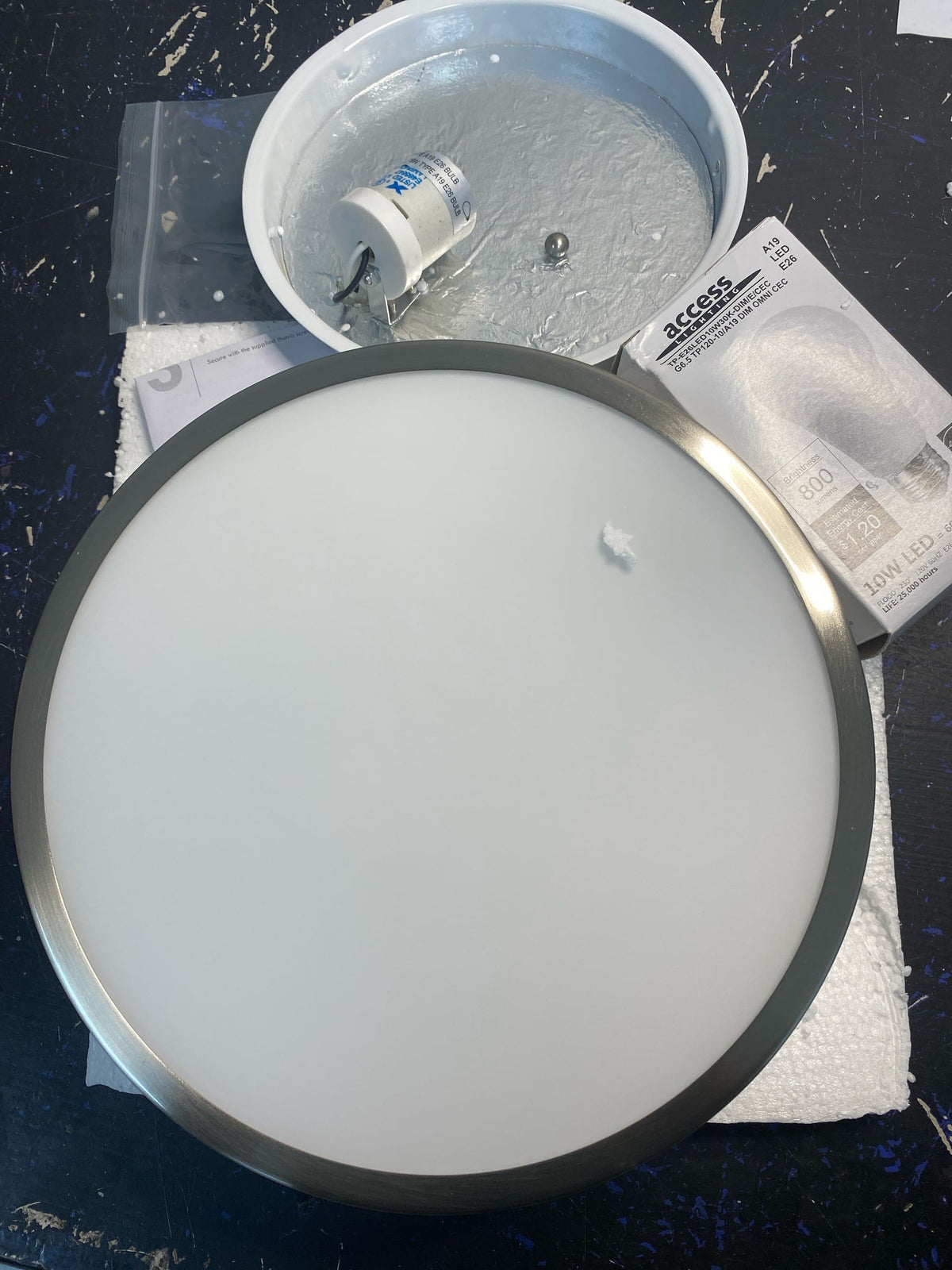 Access Lighting 20670-BS/OPL Aero 10" Wide Flush Mount Drum Ceiling Fixture - 2700K - Brushed Steel / Opal