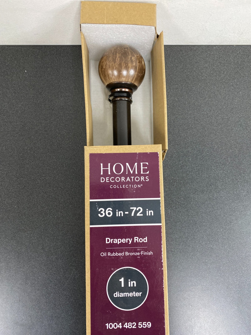 Home decorators collection UORB72F1506K07 36 in. - 72 in. Telescoping 1 in. Single Curtain Rod Kit in Oil Rubbed Bronze with Brown Marble Ball Finial