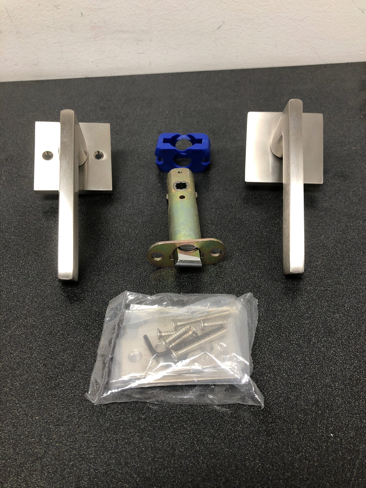 Emtek 510HLOUS15 Helios Brass Modern Passage Door Lever Set from the Contemporary Collection - Satin Nickel