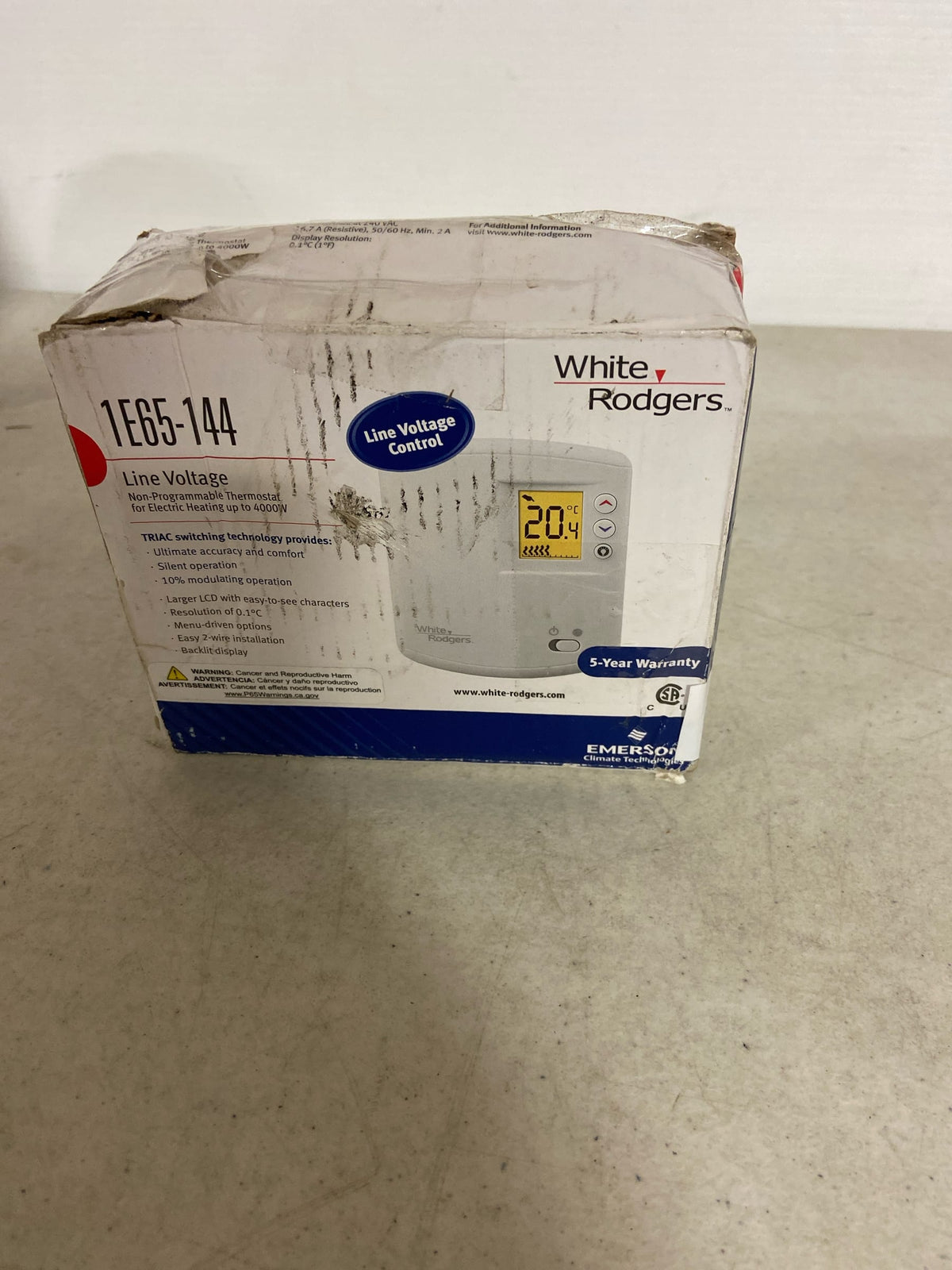 EMERSON 1E65-144 Line Volt NP Digital Tstat Heat,90/45F 2NKW5