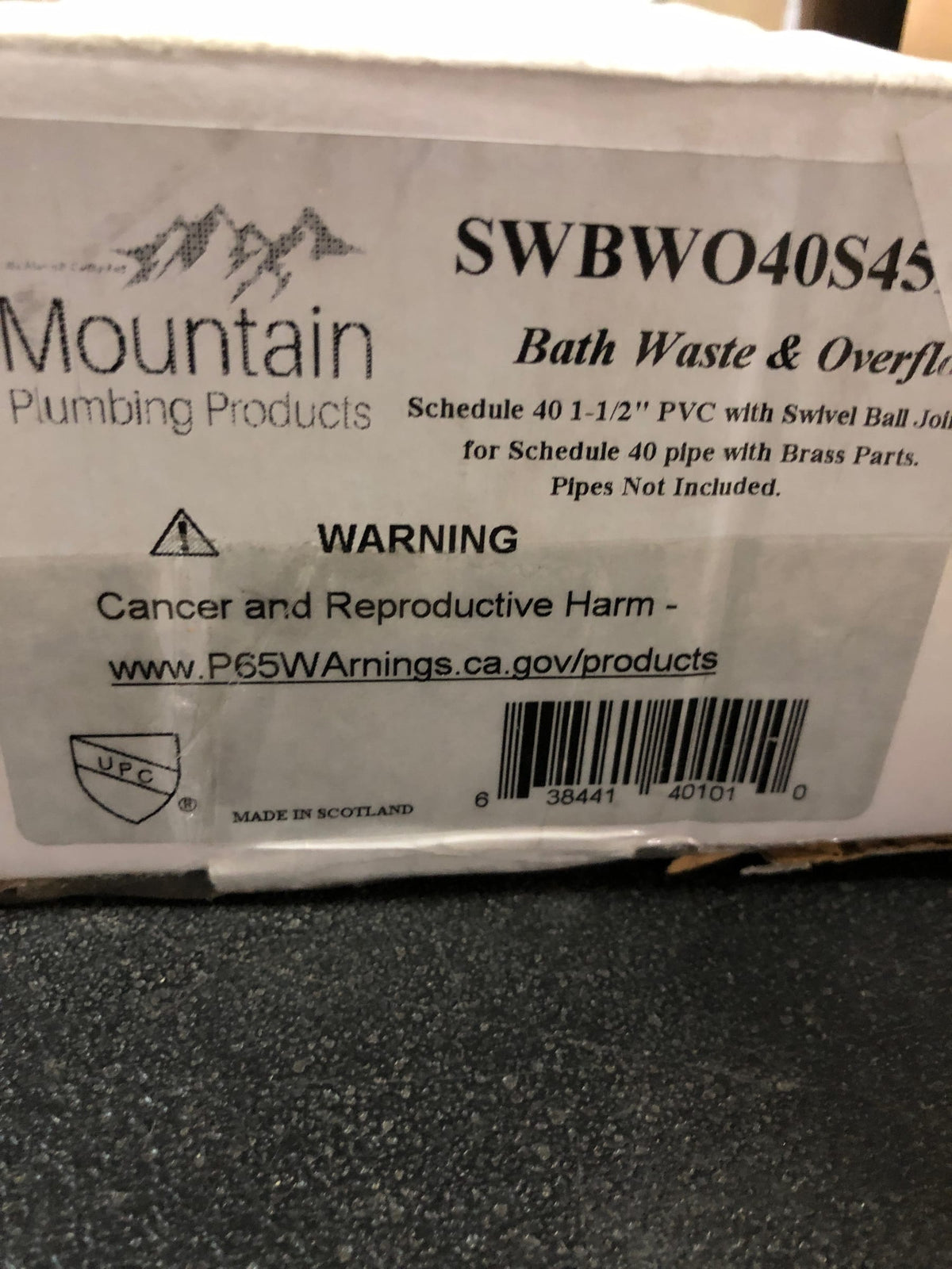 Mountain Plumbing BWO40S45P2 Cable Operated Bath Waste Overflow Drain New in Box