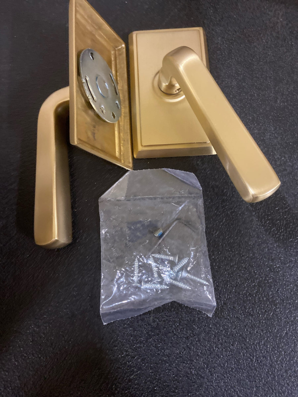 Emtek 505SIOUS4 Sion Reversible Non-Turning Two-Sided Dummy Door Lever Set from the Brass Modern Collection - Satin Brass Rectangular Rosette