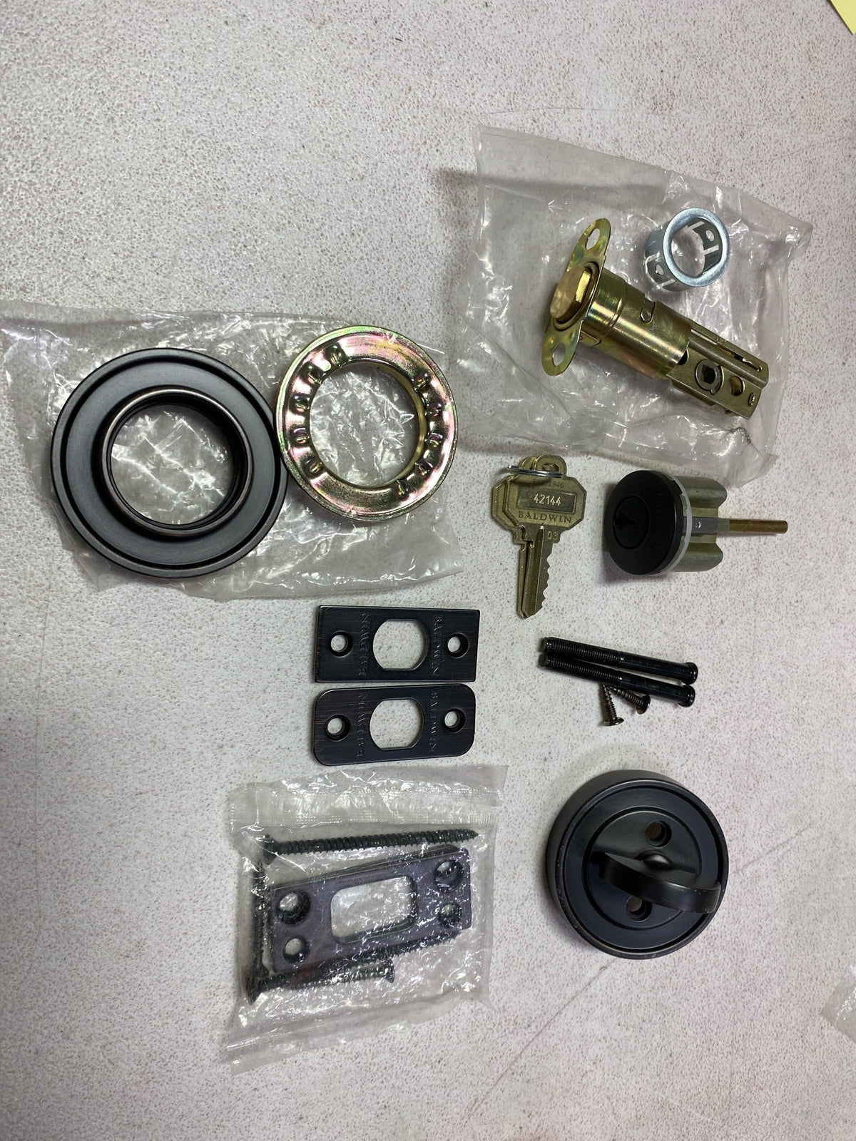Baldwin SCRRD112 Recessed Round Solid Brass Single Cylinder Keyed Entry Deadbolt from the Reserve Collection - Venetian Bronze