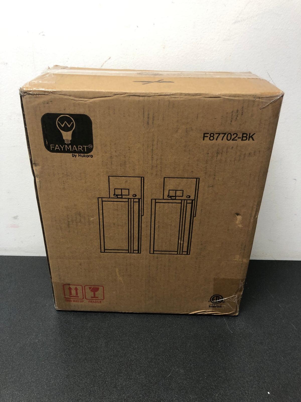 Hukoro F87702-BK Martin 1-Light Matte Black Outdoor Wall Lantern Sconces (2-Pack)