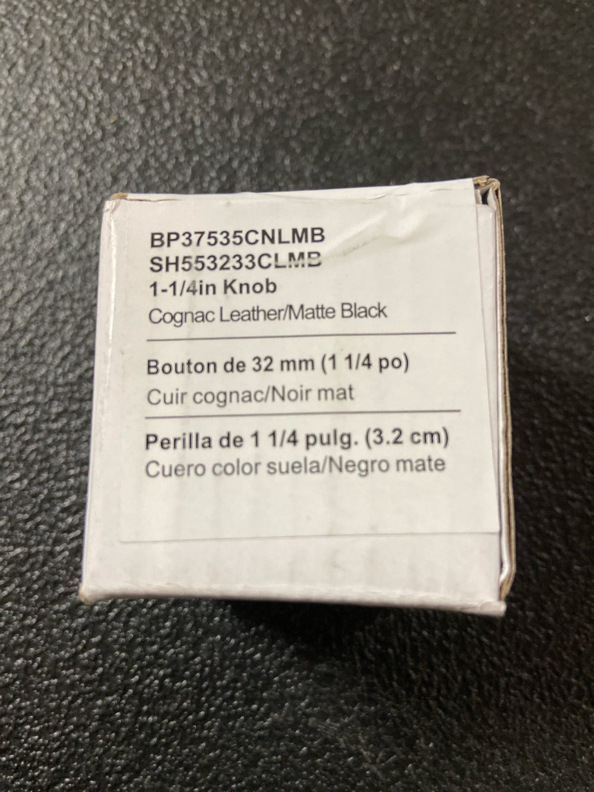 Signature Hardware 489410 Lazzara 1-1/4 Inch Cognac Leather Mushroom Cabinet Knob - Matte Black