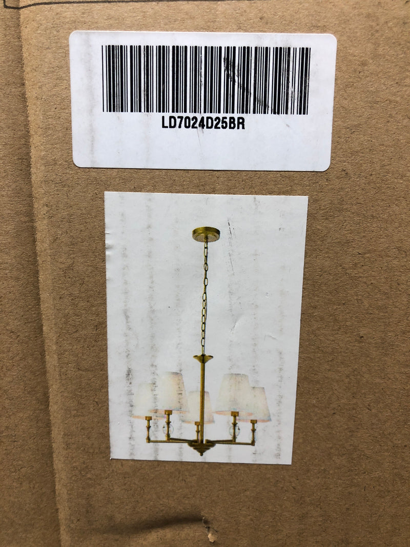Elegant Lighting LD7024D25BR Bethany 5 Light 28" Wide Crystal Chandelier with Clear Crystal Accents - Brass