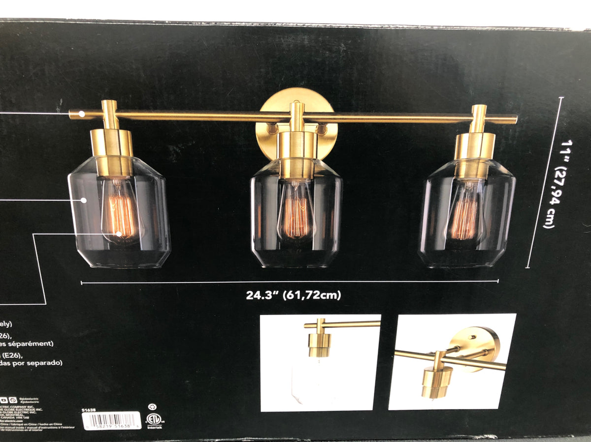Globe Electric 51638 Cannes 3 Light 25" Wide Bathroom Vanity Light - Matte Brass