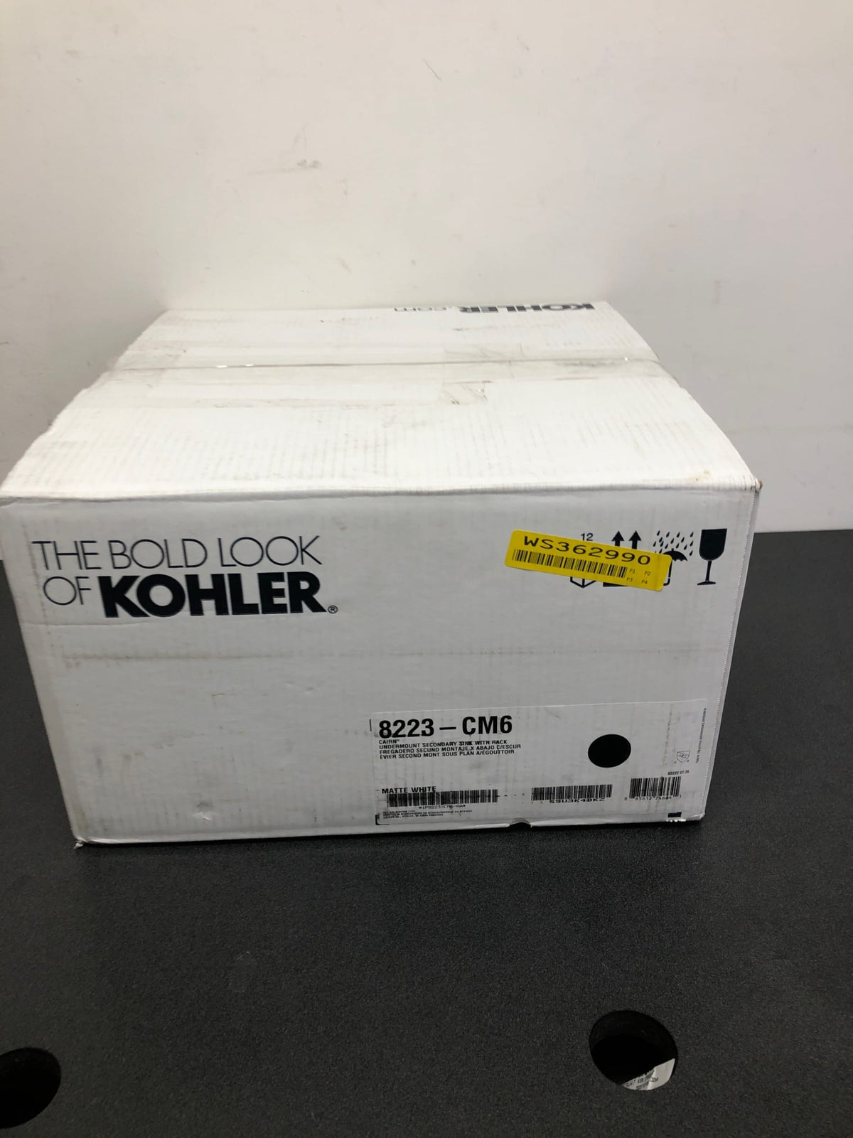Kohler K-8223-CM6 Cairn 15-1/2" Undermount Single Basin Stone Composite Bar Sink - Matte White