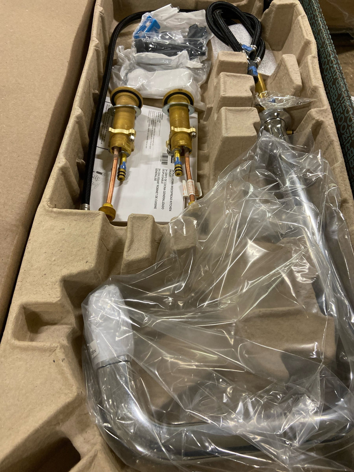Brizo 62507LF-PCLHP-L Kintsu 1.8 GPM Widespread Pull Down Kitchen Faucet with Square Spout - Less Handles - Lumicoat Chrome