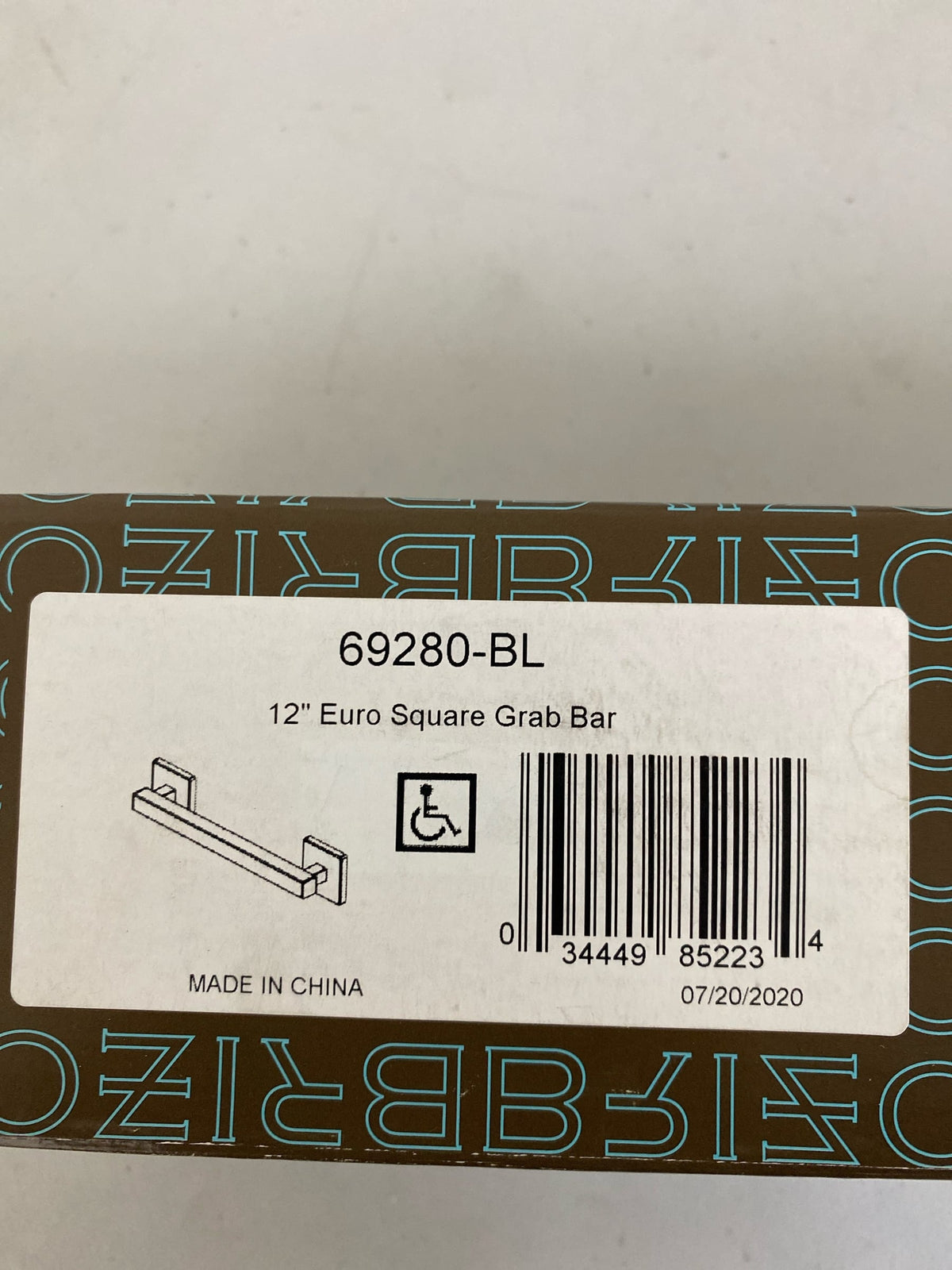 Brizo 69280-BL Modern 12" Grab Bar with Hidden Screws and Square Escutcheons - Matte Black