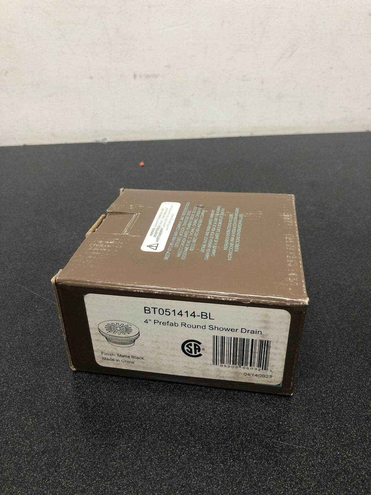 Brizo BT051414-BL 4" Prefab Round Shower Drain - Matte Black