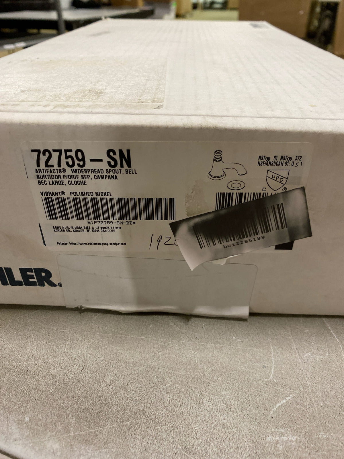 Kohler K-72759-SN Artifacts 1.2 GPM Widespread Bathroom Faucet with Clicker Drain Assembly - Less Handles - Vibrant Polished Nickel