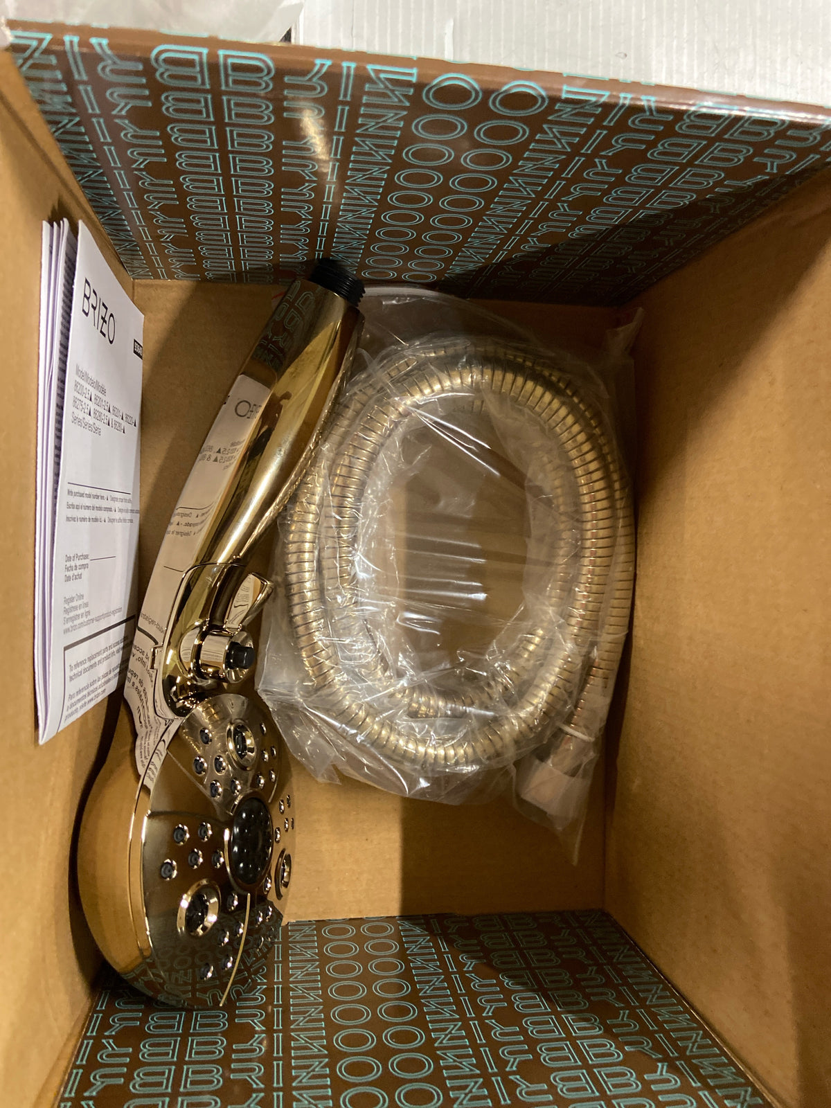 Brizo 86220-PG Hydrati 2-in-1 1.75 GPM Multi Function Shower Head and Hand Shower Package with Integrated diverter and Shower Hose - Polished Gold