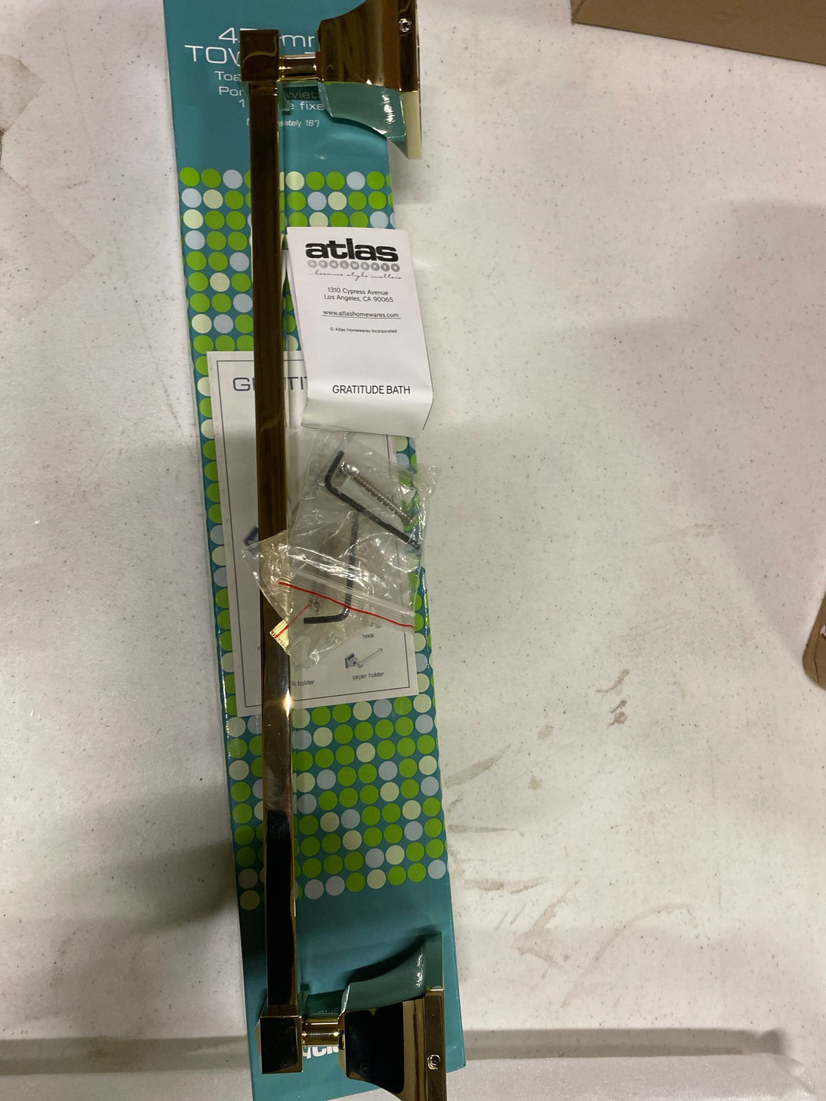 Atlas Homewares GRATB450-FG 18 Inch Towel Bar from the Gratitude Collection - French Gold