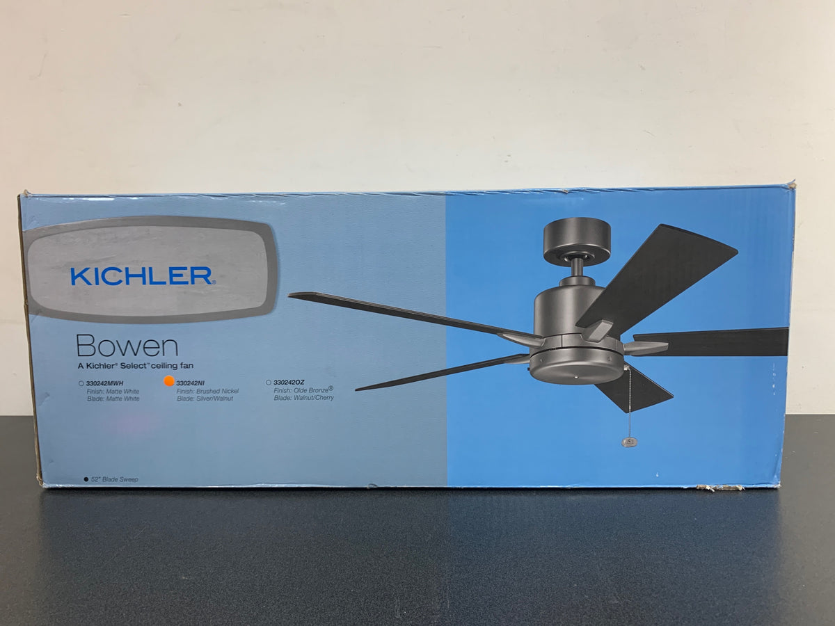 Kichler 330242NI Bowen 52" 5 Blade Ceiling Fan with Blades - Brushed Nickel