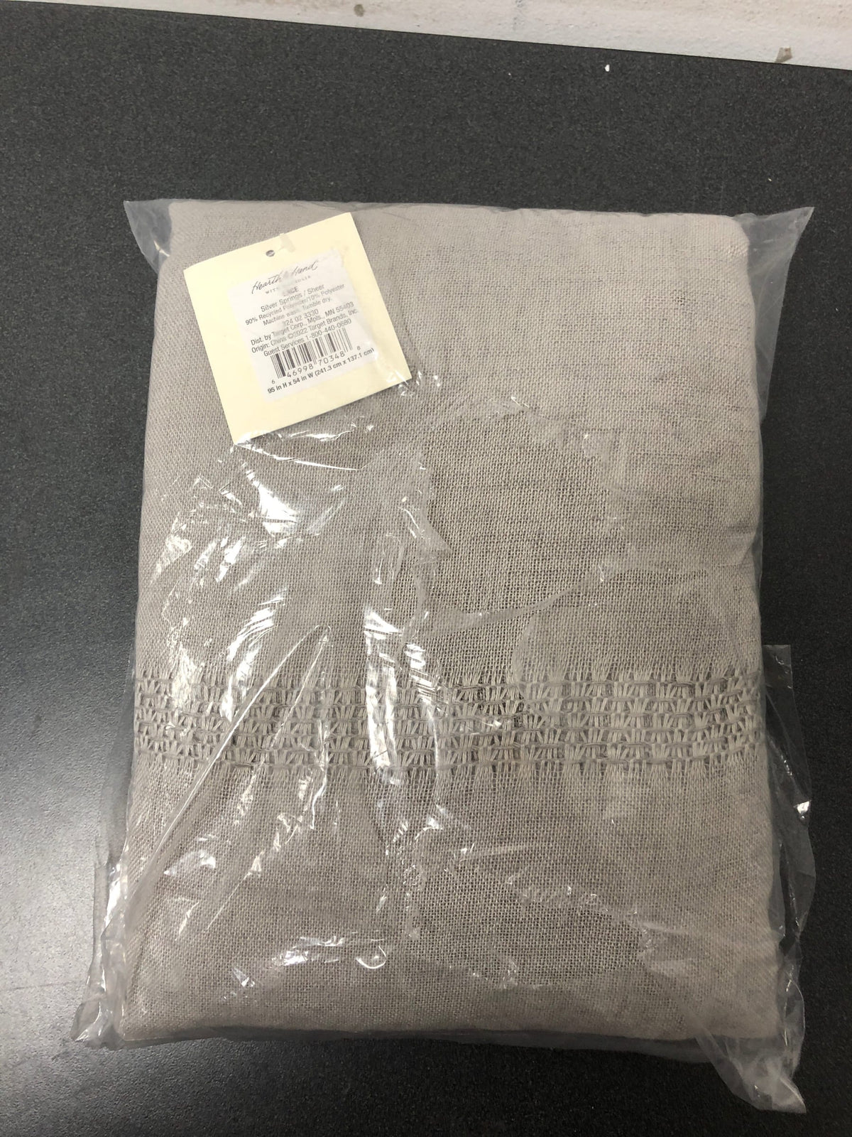 1 HEARTH & HAND MAGNOLIA Lace Insert Curtain Panel 54" x 95" Gray