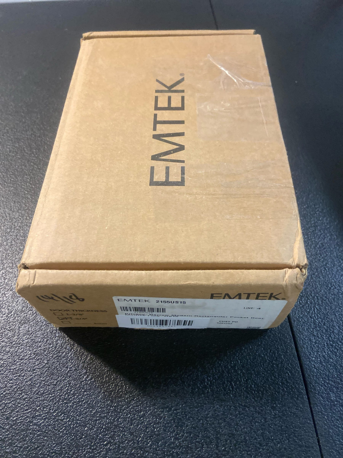 Emtek 2155US15134 Narrow Modern Rectangular 7-1/4 Inch Privacy Mortise Pocket Door Lock for 1-3/4" Thick Doors - Satin Nickel
