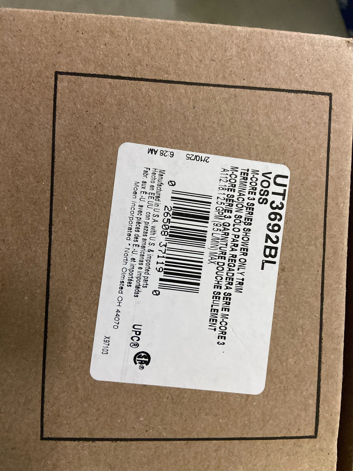 Moen Voss Matte Black M-CORE 3-Series 1-Handle Shower Trim Kit, Valve Required, UT3692BL