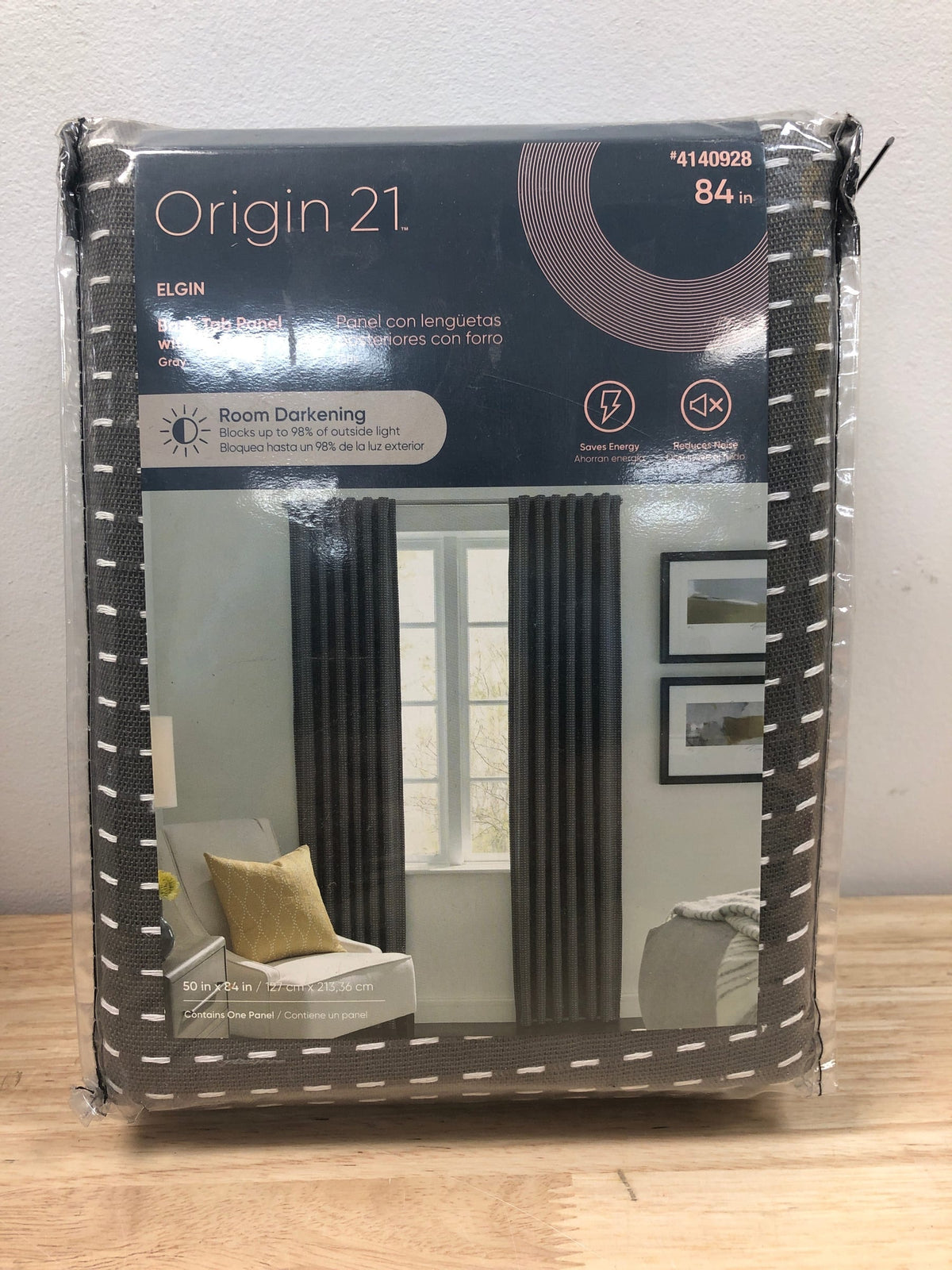 ORIGIN 21 ELGIN 50"X 84" GRAY ROOM DARKENING CURTAIN