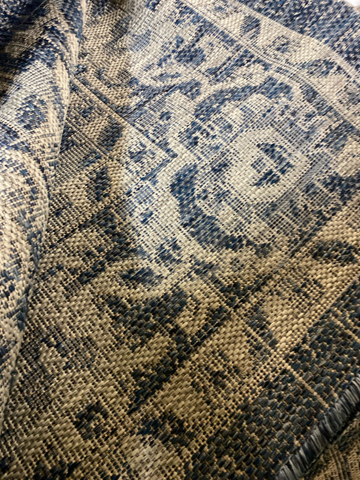 JONATHAN Y Lighting SMB103A-9 Santa Monica 9' x 12' Polypropylene Botanical, Traditional, and Vintage Indoor/Outdoor Area Rug - Navy / Gray