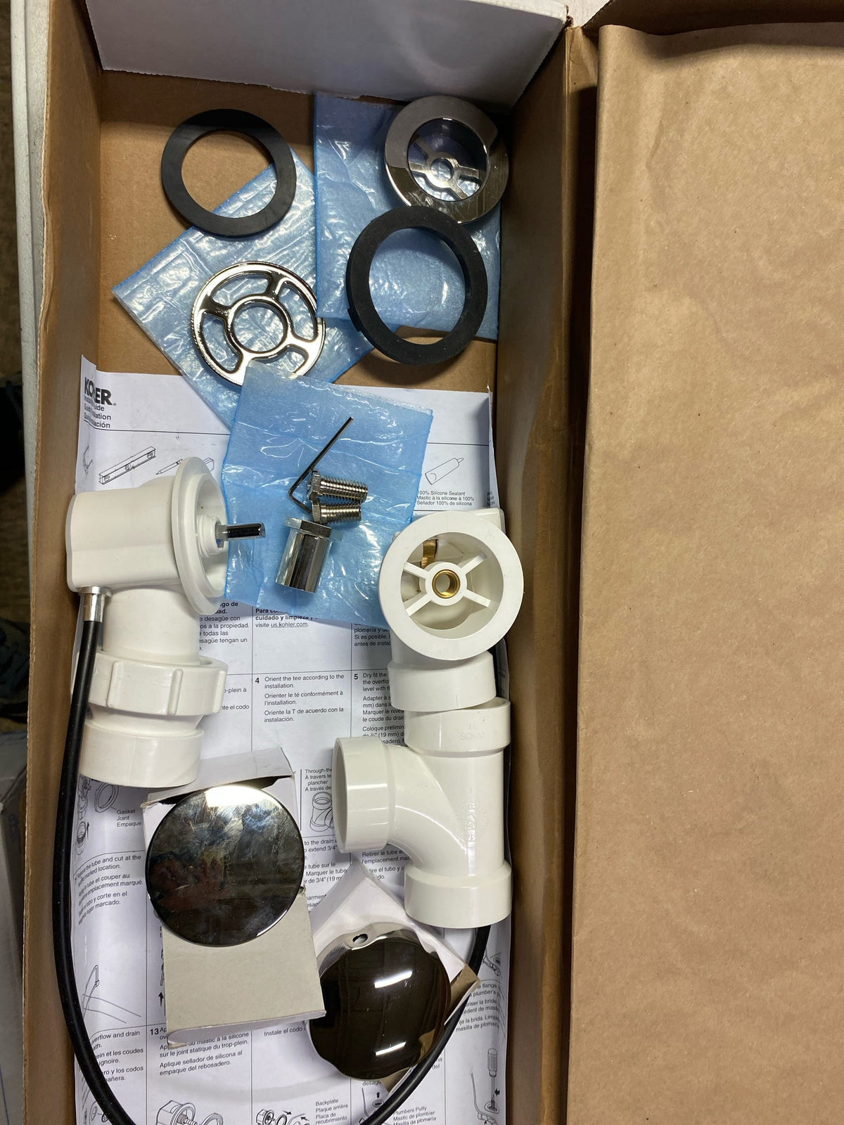 Kohler K-7214-SN Clearflo 1-1/2" Tub Drain Kit - with Overflow - Less PVC - Polished Nickel