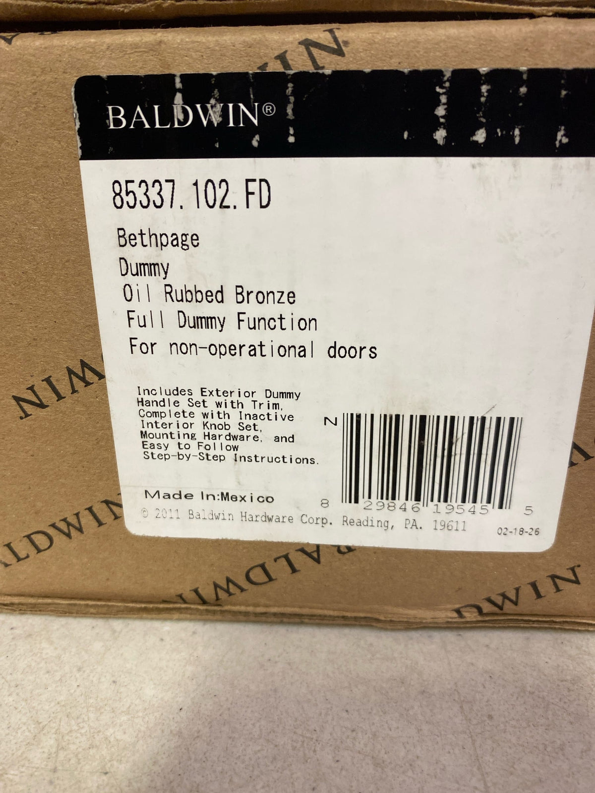 Baldwin Hardware 85337.102.FD Handle Set