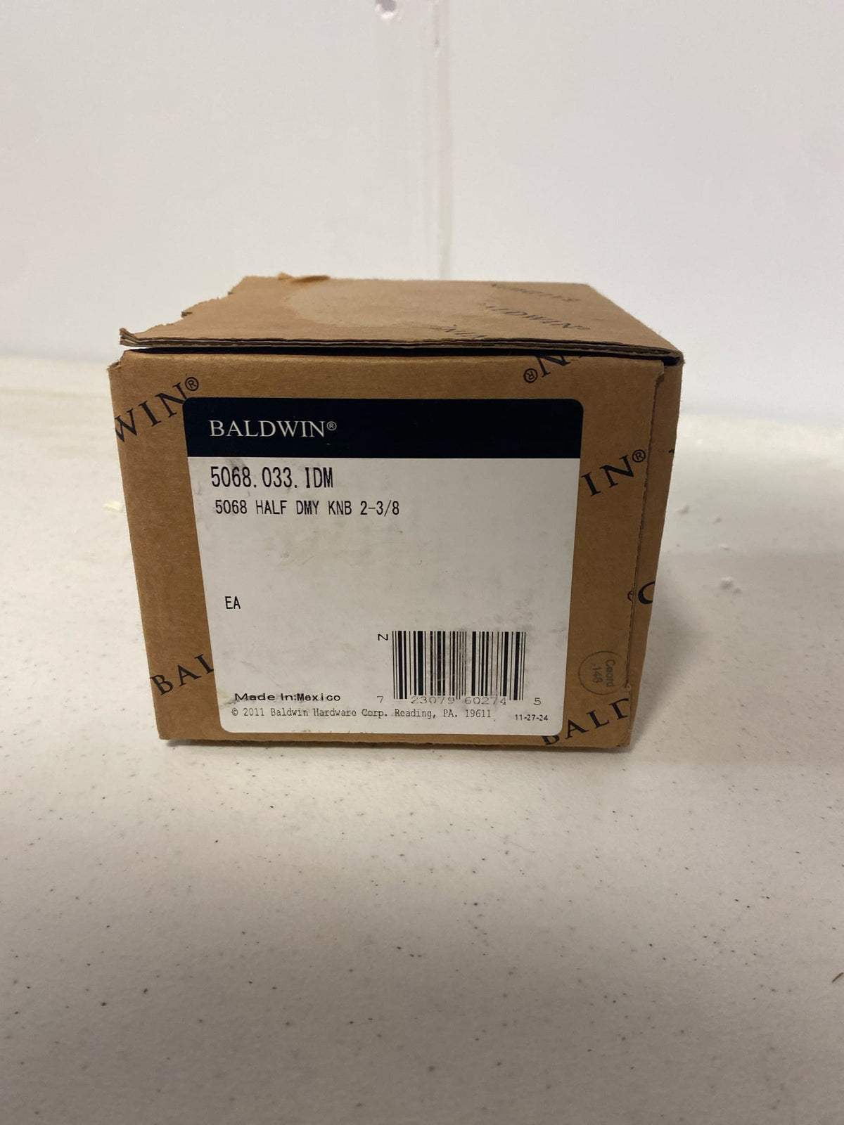 Baldwin 5068033IDM 5068 Non-Turning One-Sided Dummy Door Knob with 5070 Rose from the Estate Collection - Vintage Brass